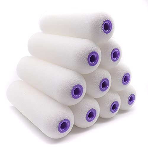 COTTAM High Density Foam Paint Roller Sleeves (Sponge) x10 | Mini/Small 4 Inch | The Mini Rollers for Painting Gloss, Varnish, Oil