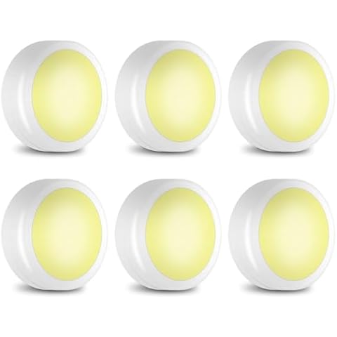 SIXDEFLY Wireless LED Puck Lights, 6 Pack, Battery Operated, 20 Lumens, Touch Light, Tap Light, Stick on Lights, Under Cabinet Lighting, Ideal for Kitchen Cabinets, Closets, Garage and More Cover