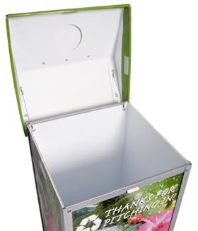 Nature Bin Trash or Recycling Bin with Rain Forrest Landscape | Heavy Duty Steel, Easily Portable | 40 Gallon Capacity with Close Flap Lid