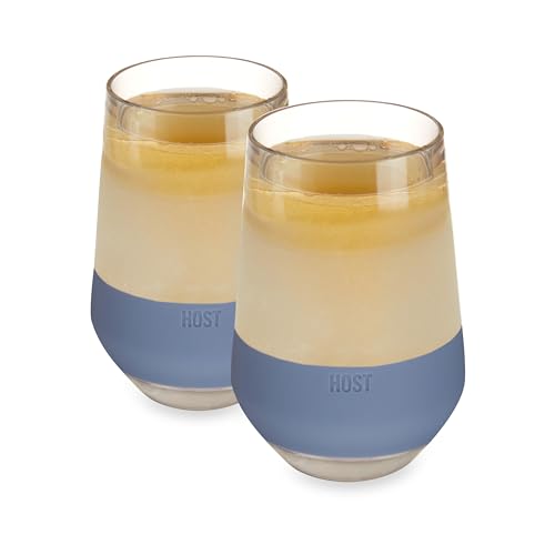 Image of HOST Freeze XL Cooling Cup in Double Walled Insulated Freezable Drink Chilling Tumbler with Freezing Gel, 12 Ounces - Slate Blue Set of 2