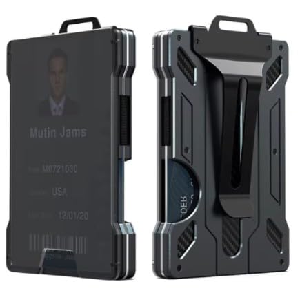 Rfid-Blocking Aluminum Wallet Card Holder Slim Pop-Up Metal Wallet for Men & Women, Holds 6 Cards - Quick Access Minimalist Credit Card Case (Black)