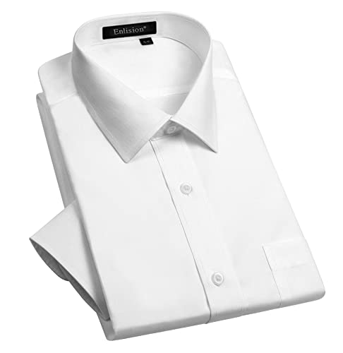 [Enlision] 長袖 形態安定 白 ワイシャツ メンズ ノーアイロン ストレッチ ビジネス 速乾 冠婚葬祭 長袖yシャツ スリム 学生服 2XLサイズ