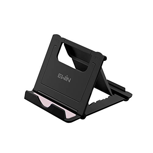 Ewin スマホタブレットスタンド ホルダー ipad iphone 携帯 スマホ スタンド タブレットホルダー スマートフォンスタンド 卓上 折りたたみ 角度調整可能 滑り止め 小型 軽量 収納簡単 ブラック