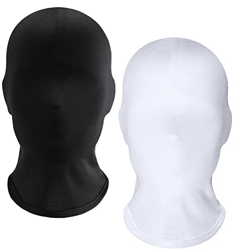 keland 2 Pieces Zentai Full Face Mask Halloween Spandex Hood Mask for Unisex Cosplay(Black & White)