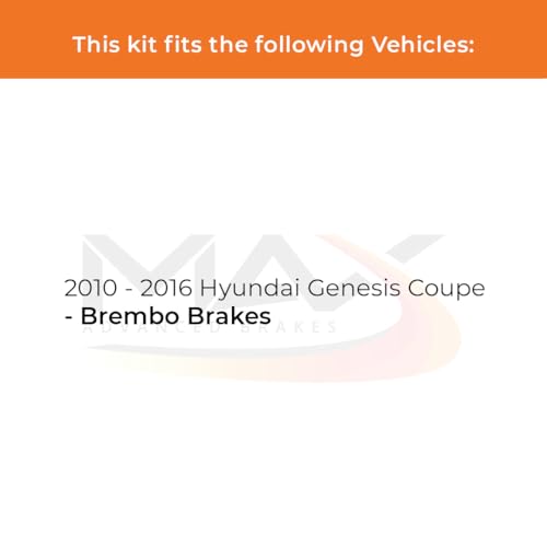 Image of Max Advanced Brakes Rear Brake Kit Compatible With 2010-2012 2013 2014 2015 2016 Hyundai Genesis Coupe w /Brembo Brakes Replacement Geomet Coated OE Disc Brake Rotors and Ceramic Brake Pads