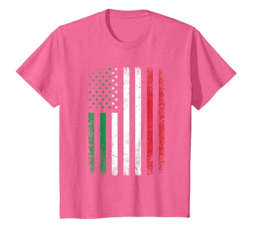 Italy USA Flag 4th of July Patriotic American Italian Flag T-Shirt, Youth, Pink Heather, 2T