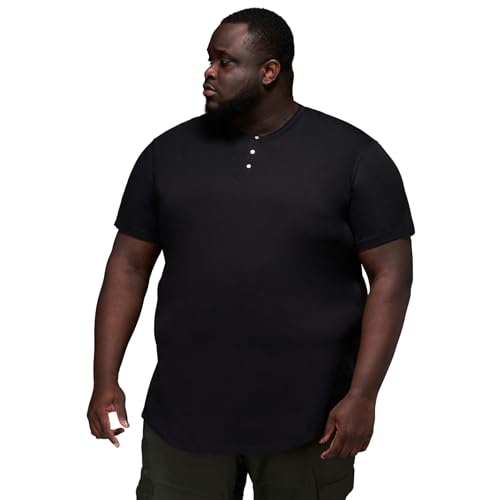 STRONGSIZE Men's Big & Tall Henley T-Shirt – Premium Stretch Cotton Shirt with Metal Snap Buttons
