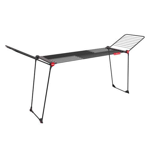 Vileda Infinity Flex Ultimate Wäscheständer Black Edition | Ausziehbares schwarzes Teleskopgestell, XXL-Trockenstäbe | Klappbar & Vormontiert - Weniger Abdrücke für große Textilien | Eco-Verpackung