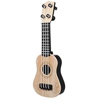 SAFIGLE Mini Ukulele Spielzeug FüR Kinder:25Cm 4-Saitige Gitarre FüR Musikbildung Lustiges Lernspielzeug Geschenk FüR Kinder Beige Kunststoff