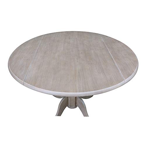 International Concepts 42" Round Dual Drop Leaf Pedestal Table, Washed Gray Taupe - Thumbnail 7