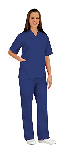 Women's Scrub Set - Medical Scrub Top and Pant, Dark Royal Blue, Medium