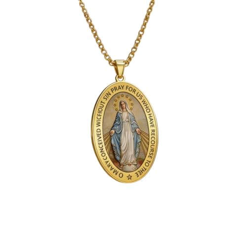 Bijoux cadeau femme : collier foi catholique et médaille miraculeuse de protection