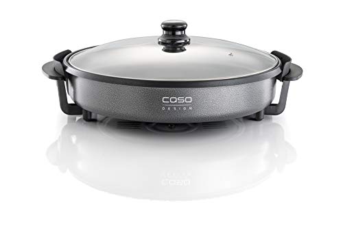 CASO Poêle à frire professionnelle - Poêle électrique multi-usages pour pizzas, hamburgers, légumes, etc. jusqu'à env. 240 °C, maintien au chaud, 1500 watts, hauteur extérieure 16 cm, câble: 110 cm – Image 4