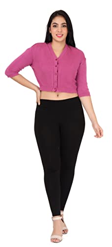 Image of Women Winter Wear V-Neck Half Sleeves Regular Fit Woollen Blouse