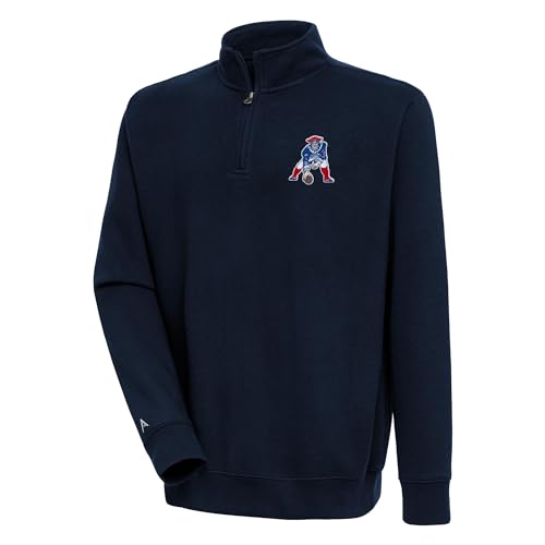 Antigua Men's Navy New England Patriots Throwback Logo Victory Quarter-Zip Pullover Top