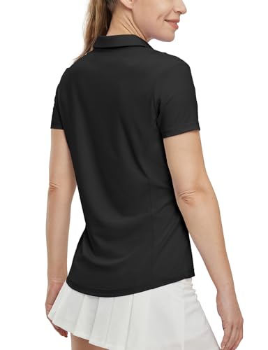 BGOWATU Women's Short Sleeve Golf Tennis Polo Shirts V Neck Collared Workout Tops UV Protection Dry Fit3