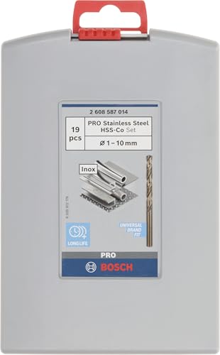 Bosch Professional 2608587014 19-Piece HSS-Cobalt ProBox Metal Drill Bit Set (for Stainless Steel, Accessories for Drill Drivers), Gold, 1mm-10mm 2 Bosch Professional 2608587014 19-Piece HSS-Cobalt ProBox Metal Drill Bit Set (for Stainless Steel, Accessories for Drill Drivers), Gold, 1mm-10mm - Image 2