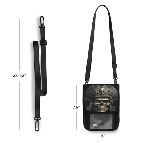 Crossbody Neck Wallet RFID Blocking, Pirate Skull Print Travel Cellphone Purse with Card Slots, 6 x 7.5 inch3