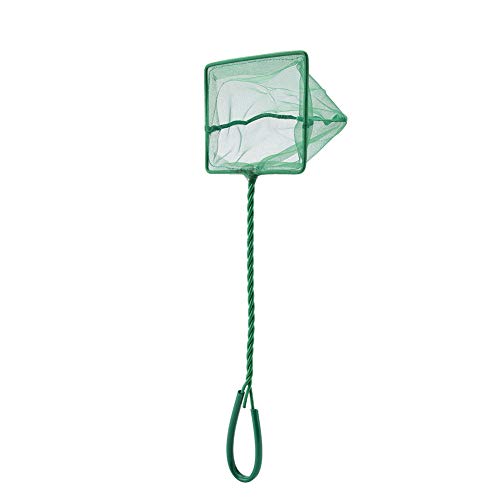 koulate Green Square Aquarium Fish Nets, Portable Round Square Goldfish Tropical Fishing Dip Hand Nets(3#)