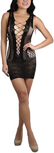 Image of ToBeInStyle Women's Stretch See Through Fishnet Novelty Mini Rave Party Dress