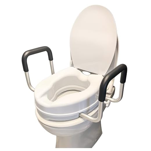Raised Toilet Seat Riser with Handles Adds 4 Inches (10cm) Height, Foam Padded Arms, Tool-Free Installation, Easy Fit, Secure Mounting Ideal for Seniors & Recovery