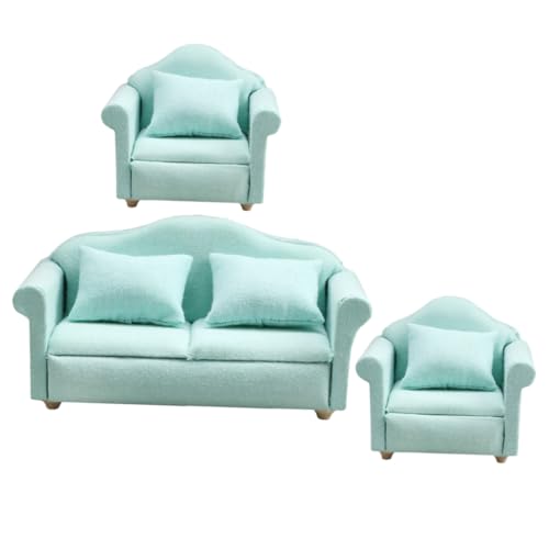Canapé 1/12 miniature en tissu haut de gamme avec fauteuils assortis