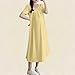 QUNPIU Women's Summer Short Sleeve Crew Neck Maternity Dress Casual Loose Pleated A-Line Keyhole Pregnancy Long Dresses Yellow