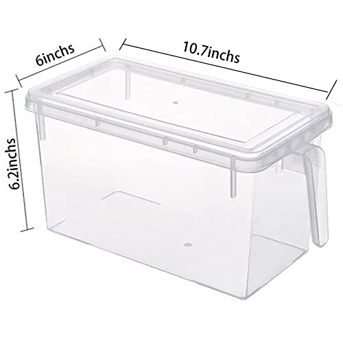 Minedecor Plastic Storage Containers Square Food Storage Organizer Stackable Refrigerator Organizer Handle Kitchen Containers With Lids For Fruits Vegetables Meat Egg (Set Of 4) #TOP1