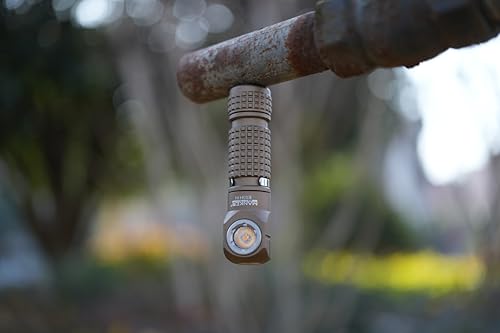 Image of Manker E03H III Rechargeable Headlamp Pocket Mini Flashlight with Clip - 90 Degree EDC Right Angle Flashlight with Headband and Magnet Tail (6500K Cool White, Sand)