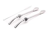 Balibetov [NEW] Set of 2 Premium big Yerba Mate stainless steel straws - Bombillas for mate gourd drinking, with removable head filter - Cleaning Brush Included - 8.5'' long (22 cm) GRAY-BLACK