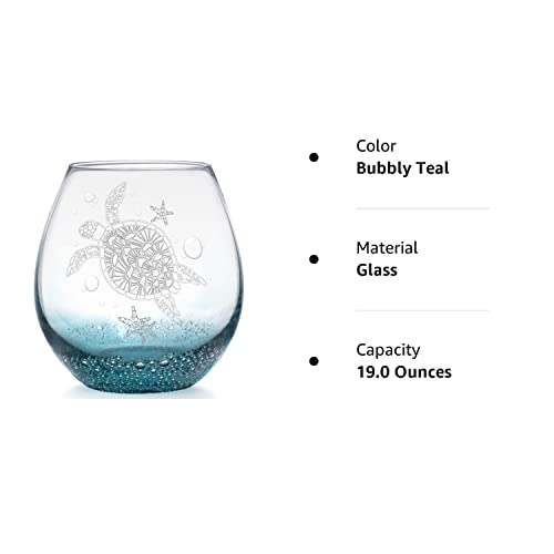 Sea Turtle Stemless Wine Glass For Women, 19 Oz Ideal Unique Birthday Gifts For Turtle Lovers, Ocean Theme Retirement Gifts For Beach Party Man Mon Best Friends (Bubbly Teal) #TOP7