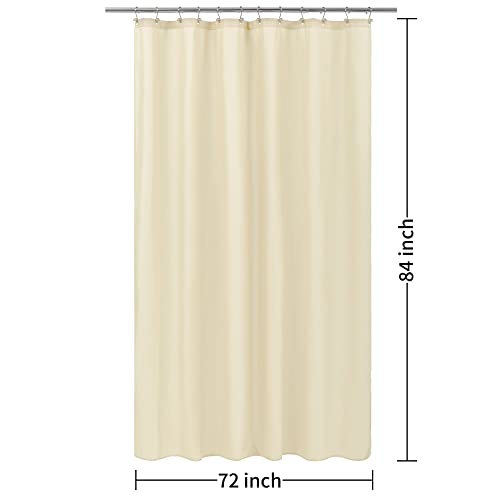 Image of ALYVIA SPRING Extra Long Waterproof Fabric Shower Curtain Liner Cream 72x84 | 3 Magnets, Soft Cloth & Hotel Quality, Machine Washable, Light-Weight, Extra Long Size