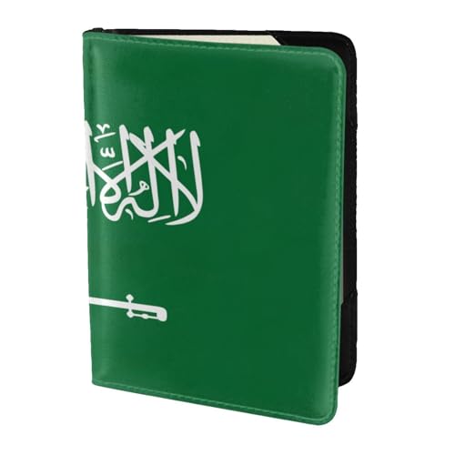 Portafoglio da viaggio con stampa bandiera dellArabia Saudita custodia per passaporto per famiglia pelle per uomini e donne nero Taglia unica
