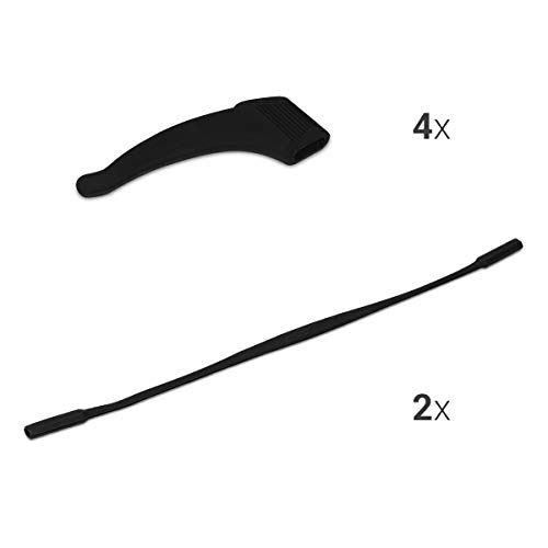 kwmobile Crochets d'oreille lunettes - Lot de 4x crochet d'oreille et 2x sangle pour lunettes en silicone antidérapant - noir - Image 7