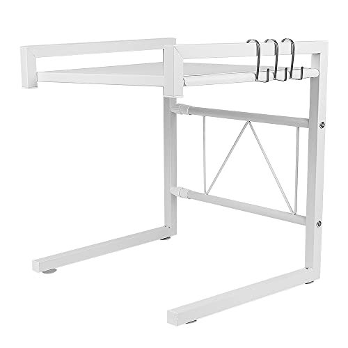 Estante de Horno para Microondas, Estantería de Cocina, Ideal para Colgar Multifuncional Organizador Estantería Cocina, Soporte Extensible de Metal para Horno de microondas (42cm (40-65cm) Blanco)