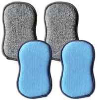 Microfiber The Original Multi Surface Scrub And Wipe Sponges Durable Reusable Dual-Sided For Scouring, Scrubbing, Dishwashing Easy Household Cleaning (Pack Of 4, Large Size)