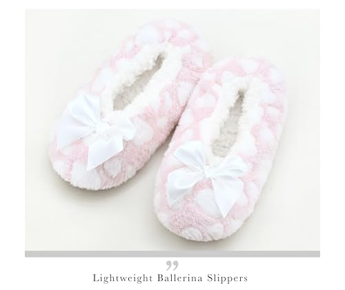 Image of DICUIRD Womens Cozy&Warm Soft Sole Slipper Socks with Grippers-Girls Teddy Fleece Indoor Slipper with Non-skid Bottoms