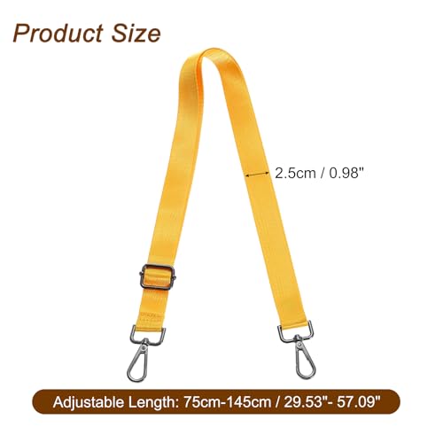 Image of uxcell Wide Shoulder Strap, 2.5cm Adjustable Purse Strap Replacement Crossbody Strap for Shoulder Bag Handbag, Yellow, Black Pull Core Buckle