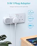 VINTAR Double Plug Adaptor, Multi Plug Extension Socket with 2 USB 1 USB C Ports, 2 Way Plug Adapter UK, 13A UK 3 Pin Wall Multiplug Extender for Bedroom, Office, Kitchen, 1 pack - Image 2