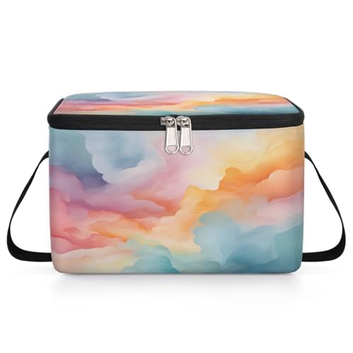 GzLeyigou Color Texture Lunch Bags for Women Men 9 Cans, Hot & Cold Food Delivery Bag Insulated Grocery Bag Insulated Lunch Box Fancy Colors Cooler Bag for Office Work Picnic Beach