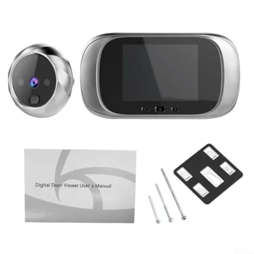HOHOVYVY Mirilla digital con cámara y pantalla LCD de 2,8 pulgadas, gran angular de 90° y toma de fotos para seguridad en el hogar, funciona con pilas (plata)