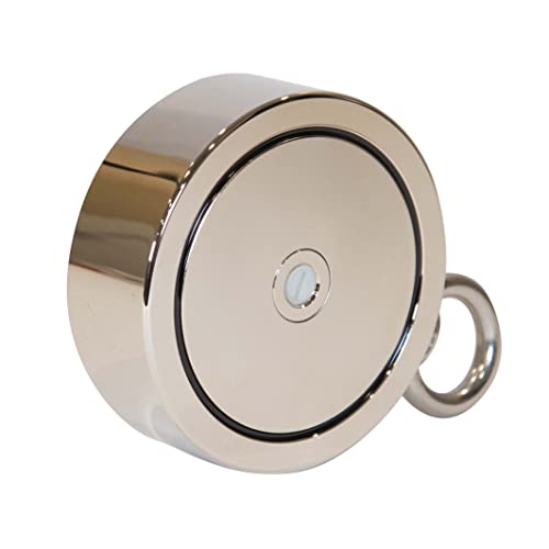 Brute Magnetics Complete Magnet Fishing Bundle | 2600 lb Pull Force Magnet, 4.57" Diameter | Double Sided Magnet, 65 ft Rope, Carabiner, Gloves, Threadlocker | Rare Earth Neodymium Magnet
