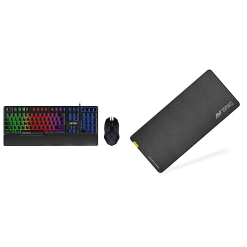 Image of Ant Esports KM500W Gaming Backlit Keyboard and Mouse Combo, LED Wired Gaming Keyboard, Ergonomic & W