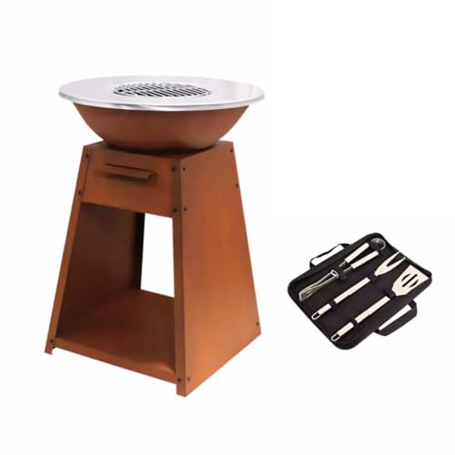 Brasero plancha 2 en 1 + 3 ustensiles