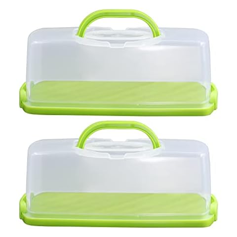 Cheeren 2 Pack Plastic 13 inch Rectangular Loaf Cake Storage Container,Bread Keeper for Carrying and Storing Banana Bread,Pumpkin Bread Cover
