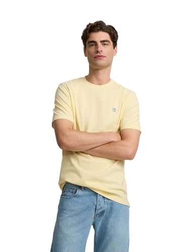 SILBON Camiseta Iconos Beach Vibes Amarilla Manga Corta para Hombre Talla S