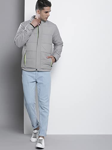 Image of The Indian Garage Co Men Slim Fit Solid Puffer Jackets