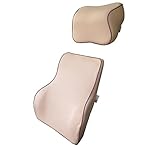Love Home Premium Memory Foam Car Lumbar Pillow & Car Neck Pillow Kit (Beige)