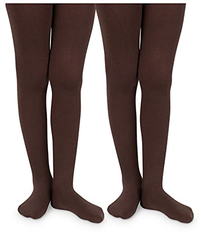 Jefferies Socks Girls Pima Cotton Dress School Tights 2 Pack (Chocolate, 6-8 Years) #TOP16