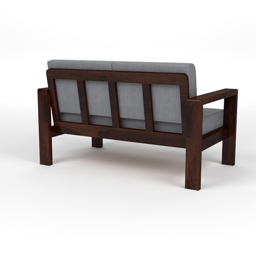 Image of KINGS HOME FURNITURE Sheesham Wooden 4 Seater Sofa for Living Room | Solid Wood Sofa | Rosewood Sofa Set for Home & Office | Lounge (Walnut Finish, 4 Seater)